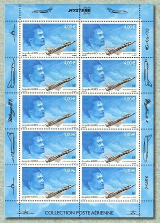 Jacqueline  Auriol 1917-2000<br />Minifeuille de 10 timbres