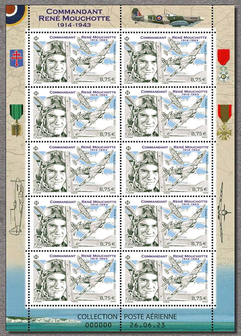 Commandant René Mouchotte 1914-1943 - Mini-feuille de 10 timbres