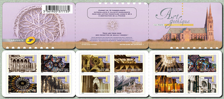 Le carnet de 12 timbres auto-adhésifs