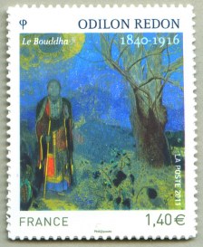 Odilon Redon 1840-1916<br />« Le Bouddha »  Timbre autoadhésif