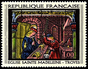 Image du timbre Vitrail de l´Église Sainte Madeleine de Troyes