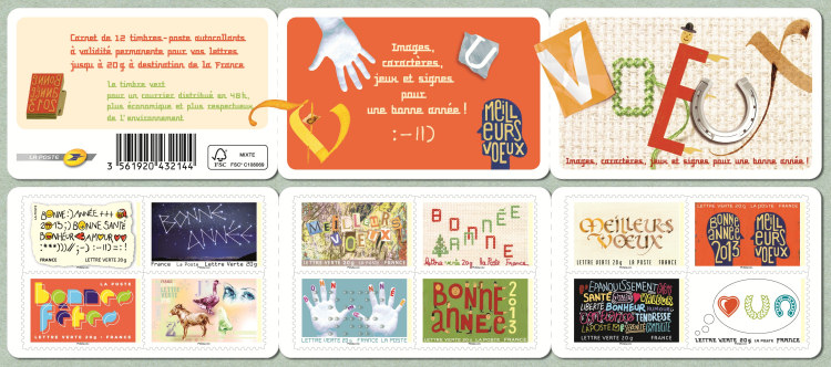 Images, caractères, jeux et signes pour une nouvelle année<br />Carnet de 12 timbres auto-adhésifs