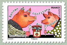 Image du timbre Donner de la confiture aux cochons