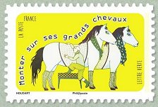 RÃ©sultat de recherche d'images pour "Monter sur ses grands chevaux timbre"