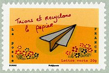 Image du timbre Trions et recyclons le papier