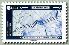 Image du timbre Neige en Russie, 3 lignes d'arbres-16 février 2017