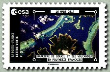 Image du timbre Barrière de corail et île volcanique en Polynésie française-14 Avril 2017