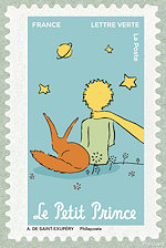 Image du timbre Le Petit Prince assis avec le fennec