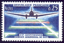 Image du timbre 25ème anniversaire du service aéropostal de nuit