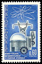 Image du timbre 20e anniversaire du Commissariat à l'Énergie Atomique