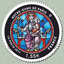 Image du timbre Détail de la rosace ouest: Vierge à l'Enfant.