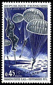 25ème anniversaire du débarquement<BR> Parachutistes SAS et commandos FFL - 6 juin 1944