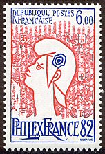 Philexfrance 82 6F<BR>Marianne  d´après Jean Cocteau