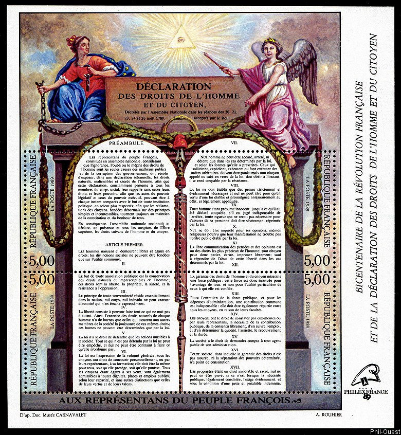 Image du timbre PhilexFrance 89
-
Déclaration des Droits de l'Homme et du Citoyen
