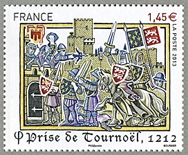 Image du timbre Prise de Tournoël  1212 (avec dorures)