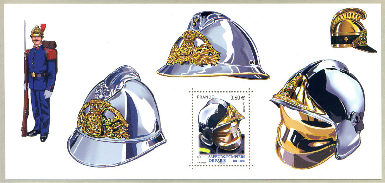 Image du timbre Souvenir philatélique - Casques et insignes