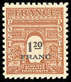 Arc de Triomphe de Paris 1,20F brun et noir