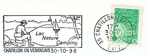 Flamme d´oblitération de Châtillon en Vendelais
«Lac Nature Camping»