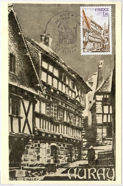 Carte du 1er jour du timbre d'Auray