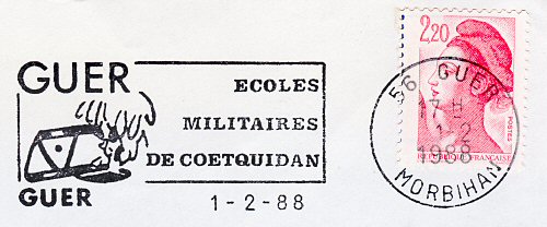 Flamme d´oblitération de Guer
«Ecoles militaires de Coëtquidan»