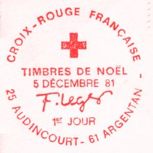 Oblitération 1er jour des vitraux d´Audincourt par Fernand Léger
Audincourt (Doubs) et  Argentant (Orne)
Série Croix-Rouge Française