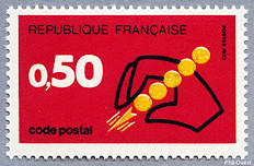 Image du timbre Code Postal à 0 F 50 rouge