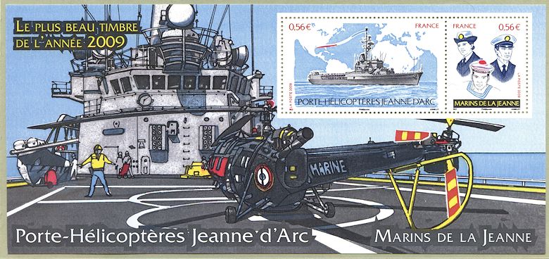 Le porte-hélicoptères «Jeanne d´Arc» et les marins de la Jeanne
<br />
Le plus beau timbre de l´année 2009