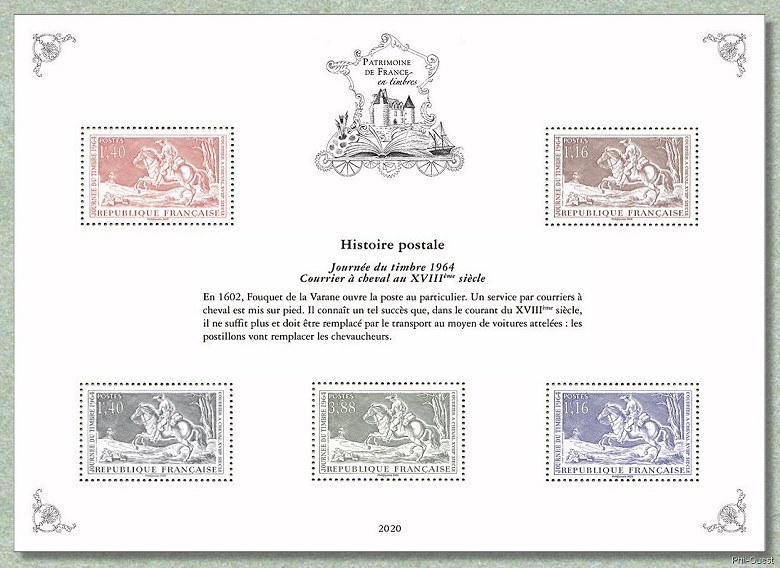 Histoire postale - Journée du timbre 1964 - Courrier à cheval du XVIII<sup>e</sup> siècle