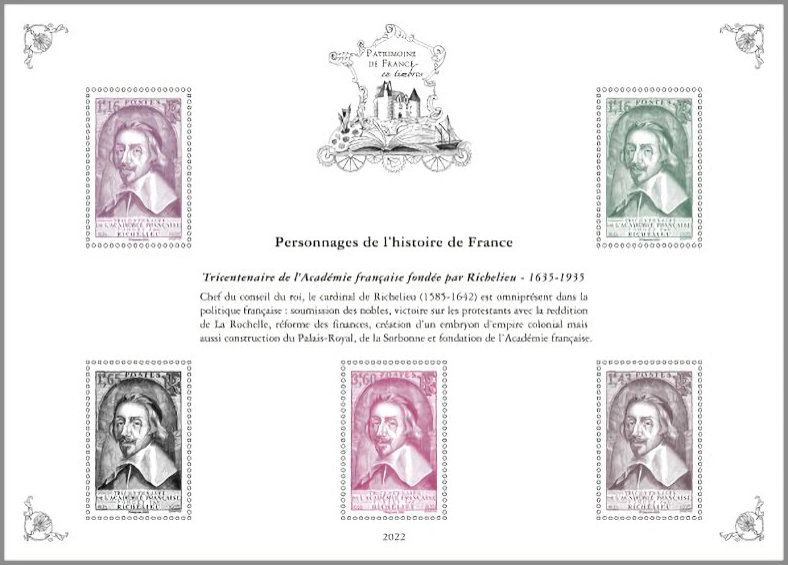 Image du timbre PERSONNAGES DE L'HISTOIRE DE FRANCE - Tricentenaire de l'Académie française fondée par Richelieu - 1635-1935