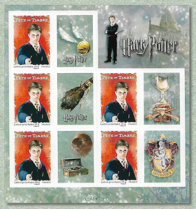 Harry Potter bloc-feuillet de 5 timbres autoadhésifs
