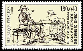 Journée du timbre 1983<BR>Homme dictant une lettre