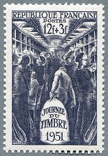 Journée du timbre 1951<BR>Le tri des Ambulants