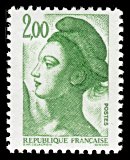 Image du timbre République, type Liberté - 2F vert