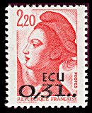 Image du timbre République, type Liberté - 2F20 rougesurchargé 0,31 ECU