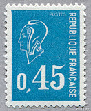 Marianne de Béquet - 45c bleu<BR>typographié