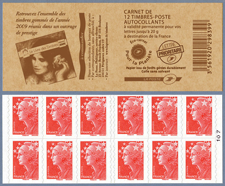 Carnet du livre des timbres 2009