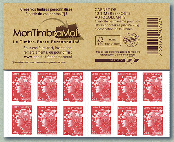 Carnet de 12 Marianne de Beaujard - MonTimbraMoi