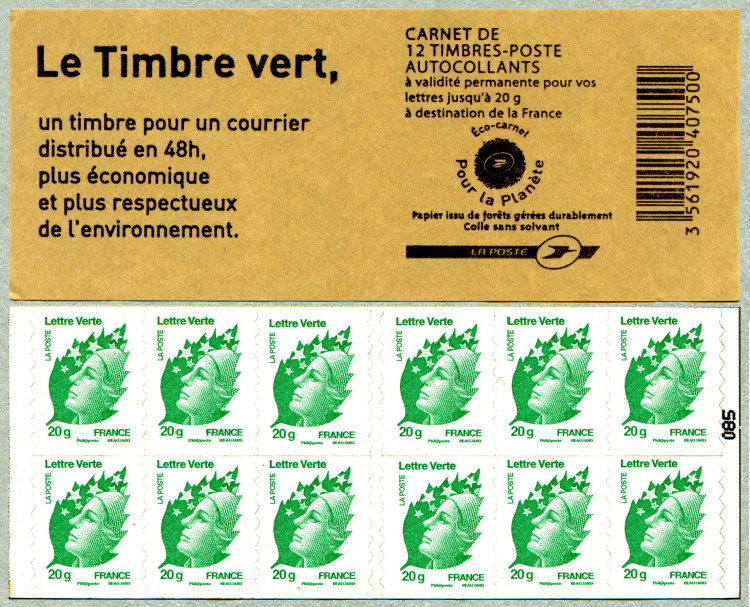 Carnet de 12 timbres autoadhésifs
