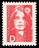 Marianne de Briat rouge<br />Timbre sans valeur faciale - Lettre D