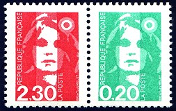 Paire Marianne de Briat 2F30 rouge et 0F20 vert