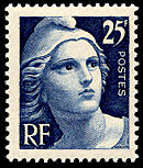 Image du timbre Marianne de Gandon 25F bleu