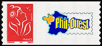 Image du timbre La Marianne de Lamouche rouge sans valeur faciale auto-adhésif personnalisé-Mention ITVF