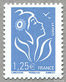 Marianne de Lamouche 1,25 € bleu-ciel