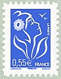 Image du timbre La Marianne de Lamouche bleu Europe 0,55 €