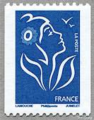 Image du timbre Marianne de Lamouche sans valeur faciale bleu pour roulette