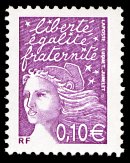 Image du timbre Marianne de Luquet 0,10€  violet-rouge