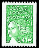 Image du timbre Marianne de Luquet 0,41 € vert pour roulette