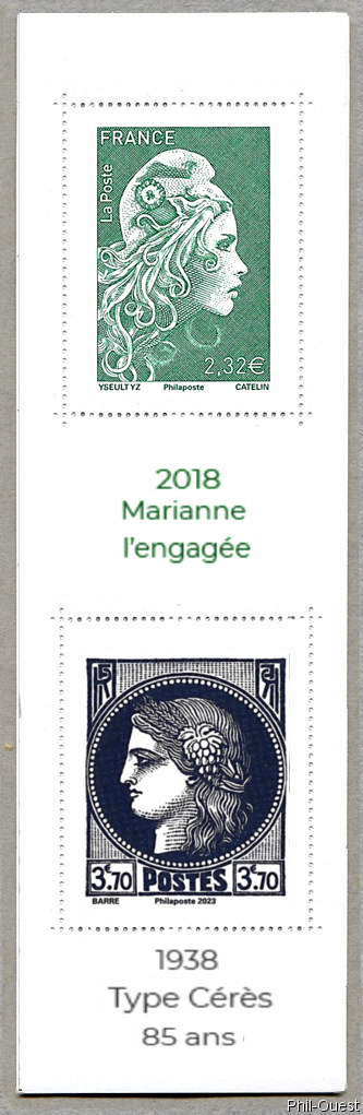 Image du timbre Carnet Marianne - Cérès  1938-2023
