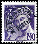 Image du timbre Mercure 40c violet préoblitéré-Légende Postes Françaises