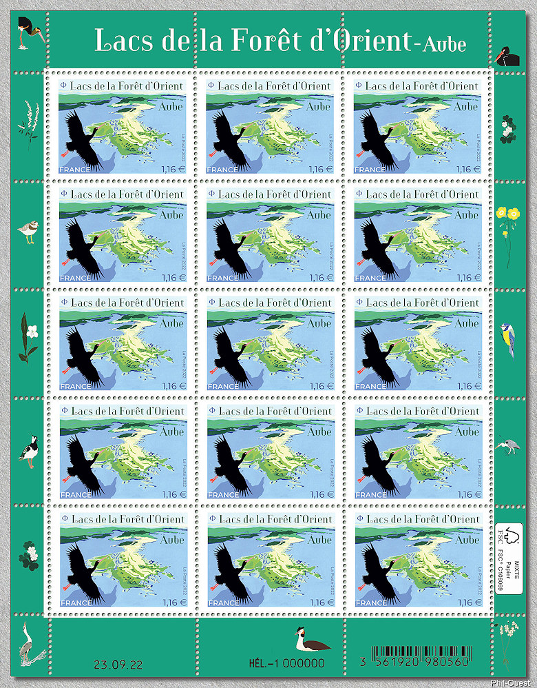 Image du timbre Lacs de la forêt d'Orient - Aube - Feuille de 15 timbres